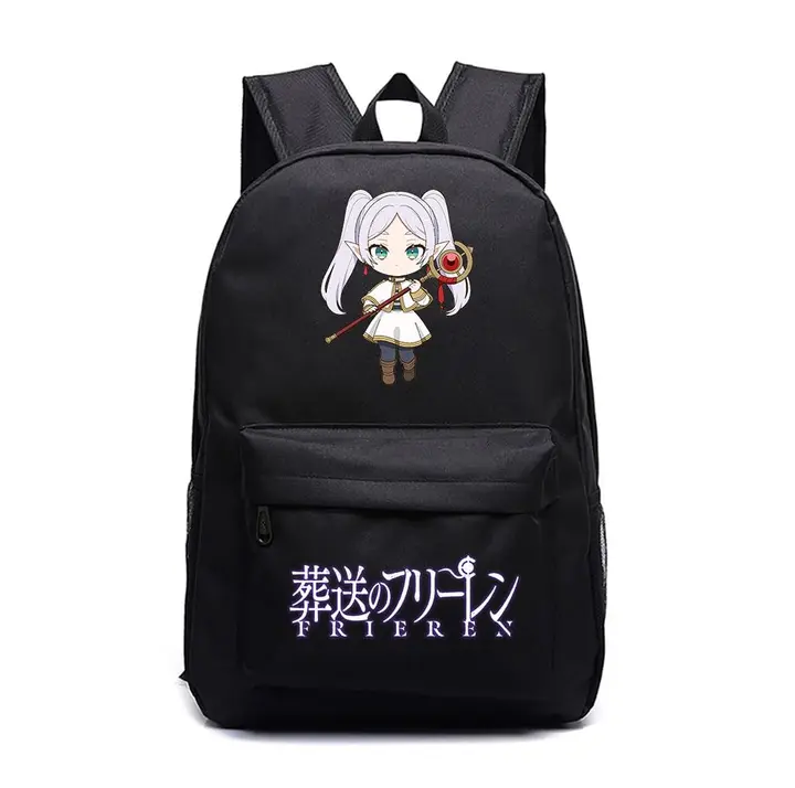 Mochila grande de Frieren, 45 × 31 × 18 cm — diseño 15 en negro (Sageam)