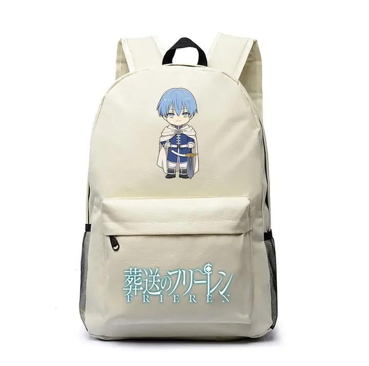 Mochila grande de Frieren, 45 × 31 × 18 cm — diseño 16 en blanco (Sageam)