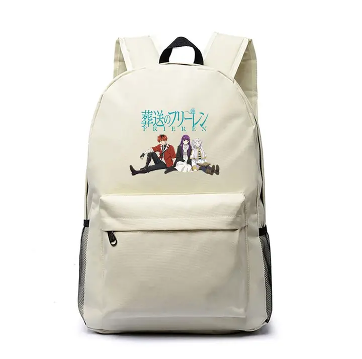 Mochila grande de Frieren, 45 × 31 × 18 cm — diseño 3 en blanco (Sageam)