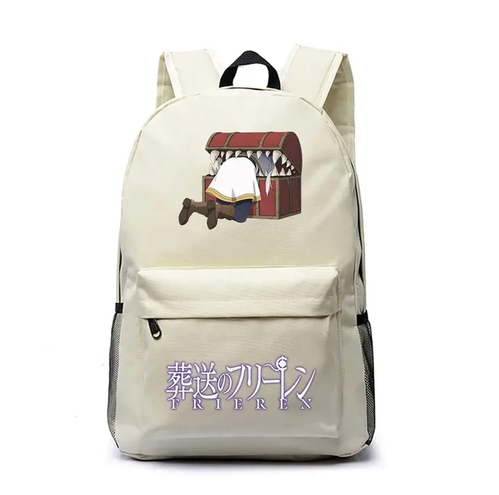 Mochila grande de Frieren, 45 × 31 × 18 cm — diseño 4 en blanco (Sageam)