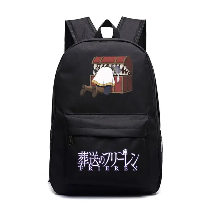 Mochila grande de Frieren, 45 × 31 × 18 cm — diseño 4 en negro (Sageam)
