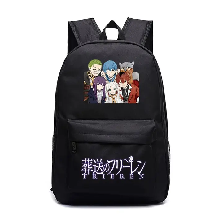Mochila grande de Frieren, 45 × 31 × 18 cm — diseño 5 en negro (Sageam)