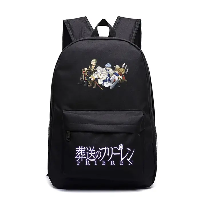 Mochila grande de Frieren, 45 × 31 × 18 cm — diseño 6 en negro (Sageam)
