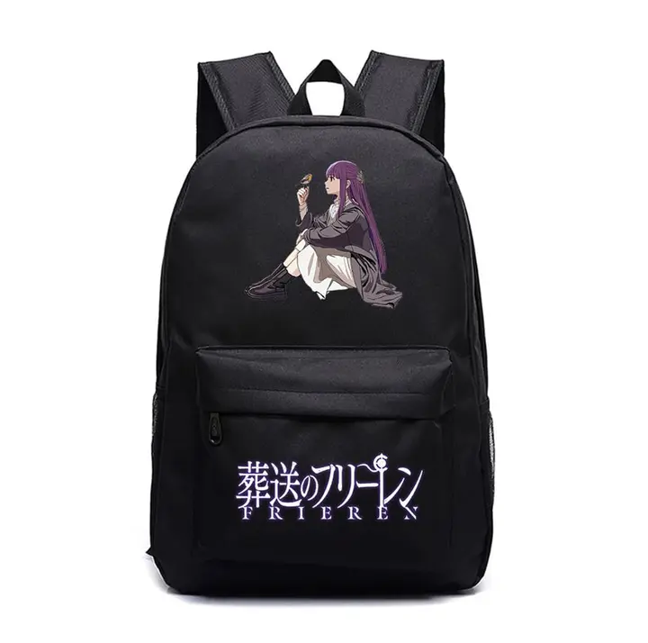 Mochila grande de Frieren, 45 × 31 × 18 cm — diseño 7 en negro (Sageam)