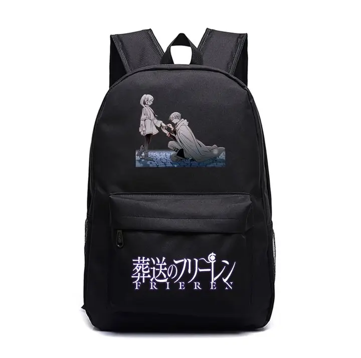 Mochila grande de Frieren, 45 × 31 × 18 cm — diseño 8 en negro (Sageam)