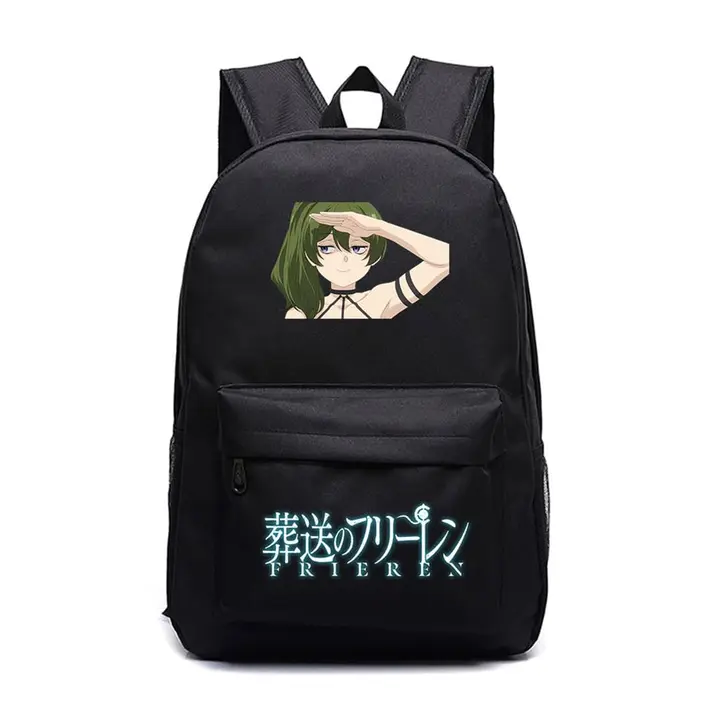 Mochila grande de Frieren, 45 × 31 × 18 cm — diseño 9 en negro (Sageam)
