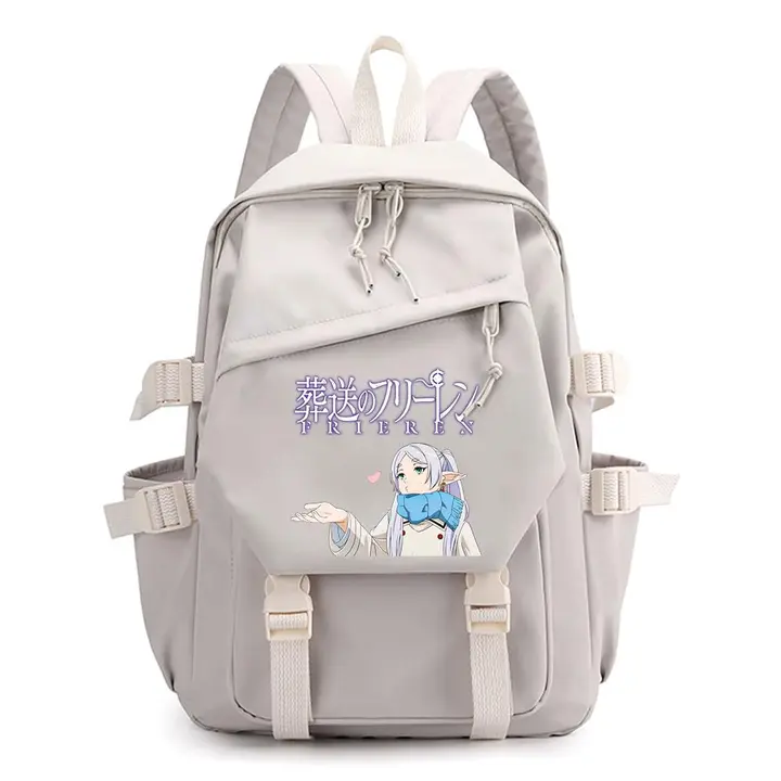 Mochila ligera de Frieren, 42 × 29 cm — diseño 1 en blanco (Sageam)