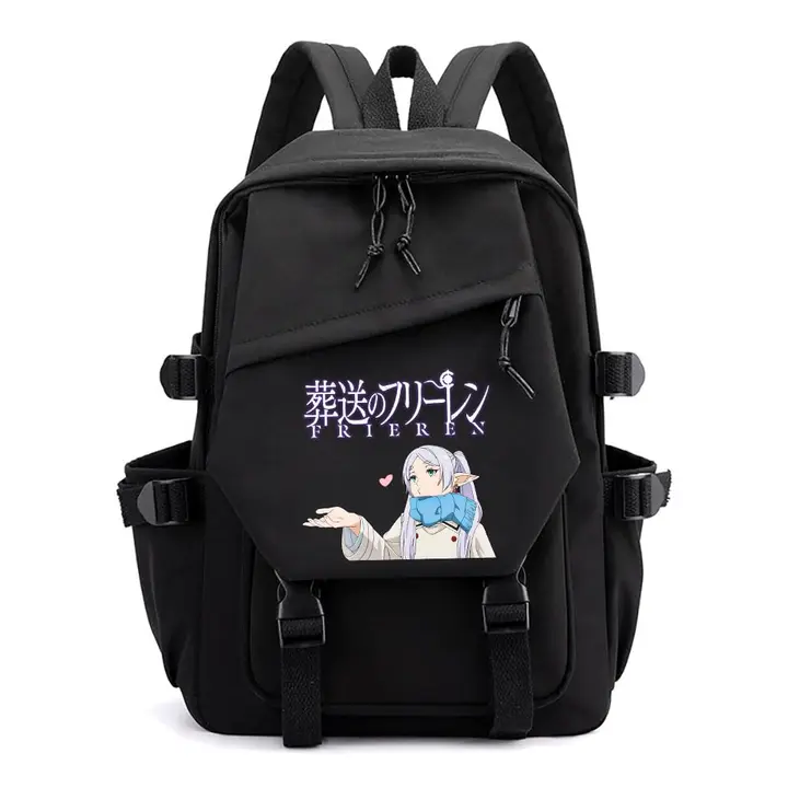 Mochila ligera de Frieren, 42 × 29 cm — diseño 1 en negro (Sageam)