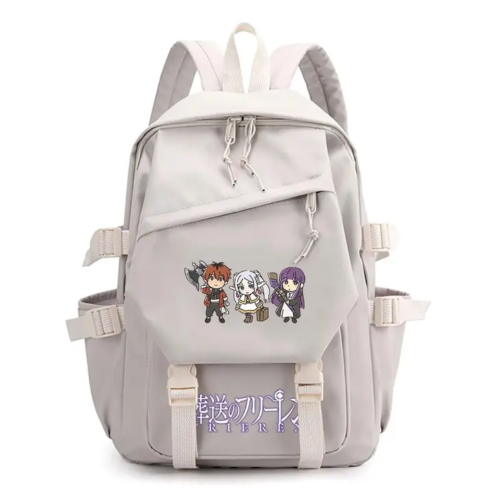 Mochila ligera de Frieren, 42 × 29 cm — diseño 10 en blanco (Sageam)