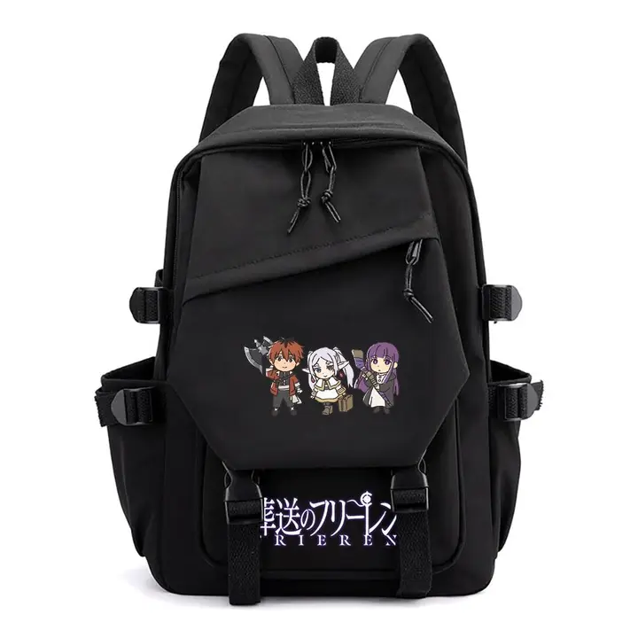 Mochila ligera de Frieren, 42 × 29 cm — diseño 10 en negro (Sageam)