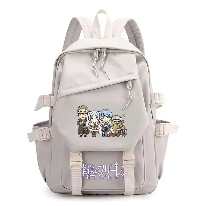 Mochila ligera de Frieren, 42 × 29 cm — diseño 11 en blanco (Sageam)