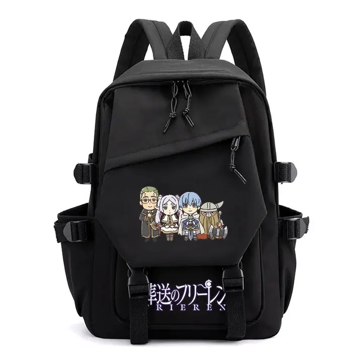 Mochila ligera de Frieren, 42 × 29 cm — diseño 11 en negro (Sageam)