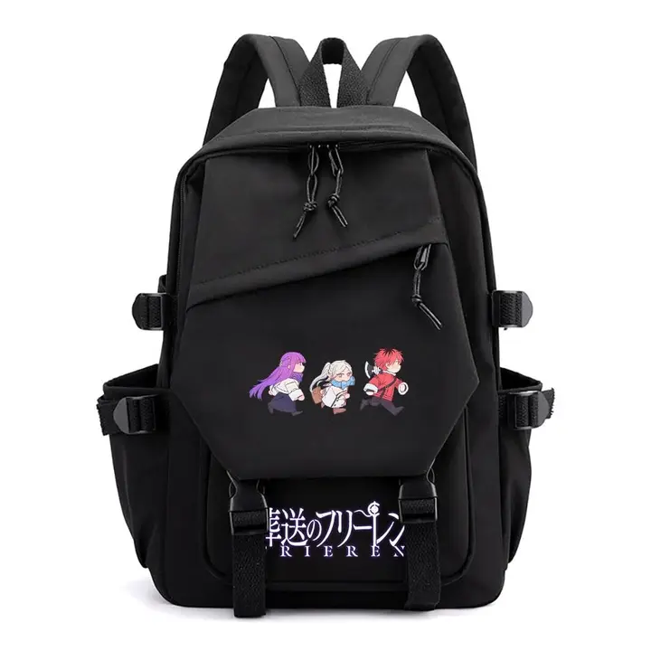 Mochila ligera de Frieren, 42 × 29 cm — diseño 12 en negro (Sageam)