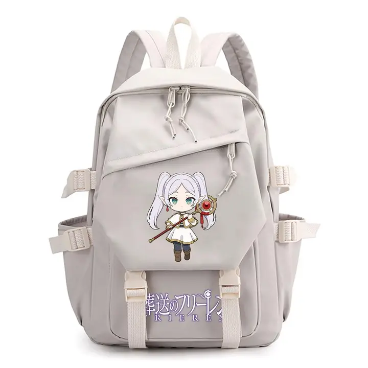 Mochila ligera de Frieren, 42 × 29 cm — diseño 15 en blanco (Sageam)