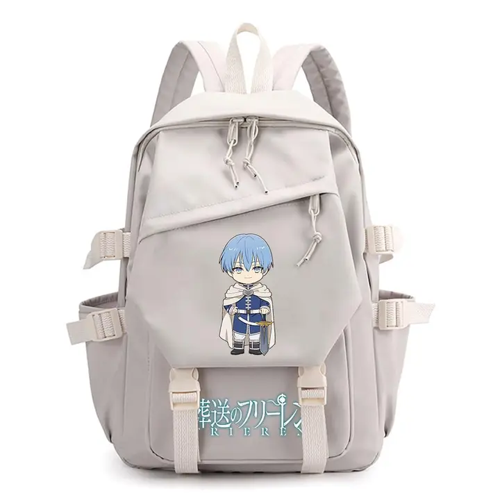 Mochila ligera de Frieren, 42 × 29 cm — diseño 16 en blanco (Sageam)