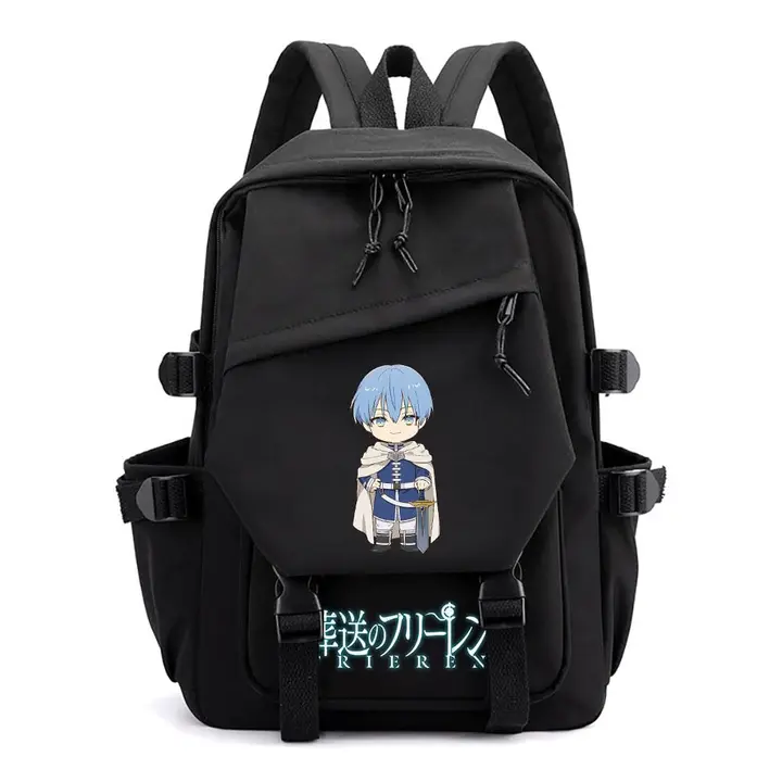 Mochila ligera de Frieren, 42 × 29 cm — diseño 16 en negro (Sageam)