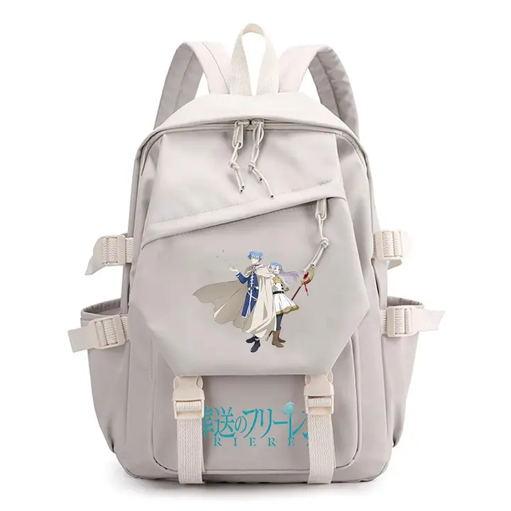 Mochila ligera de Frieren, 42 × 29 cm — diseño 2 en blanco (Sageam)