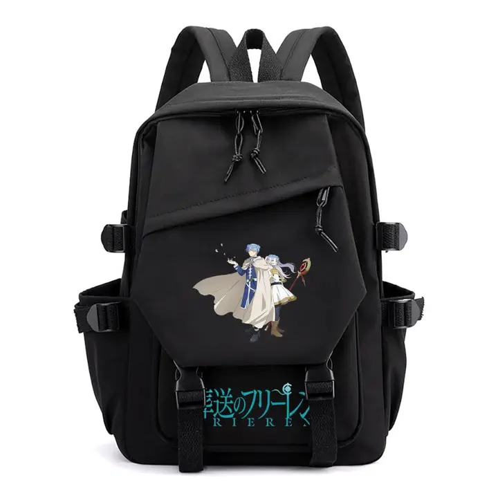 Mochila ligera de Frieren, 42 × 29 cm — diseño 2 en negro (Sageam)