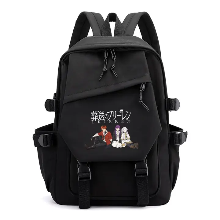 Mochila ligera de Frieren, 42 × 29 cm — diseño 3 en negro (Sageam)