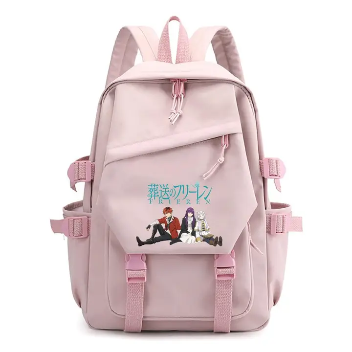 Mochila ligera de Frieren, 42 × 29 cm — diseño 3 en rosa (Sageam)