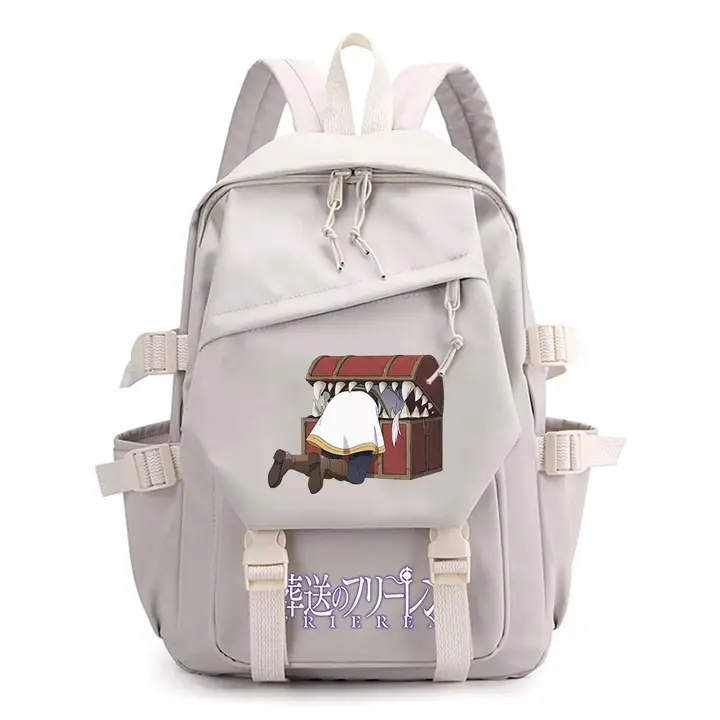 Mochila ligera de Frieren, 42 × 29 cm — diseño 4 en blanco (Sageam)