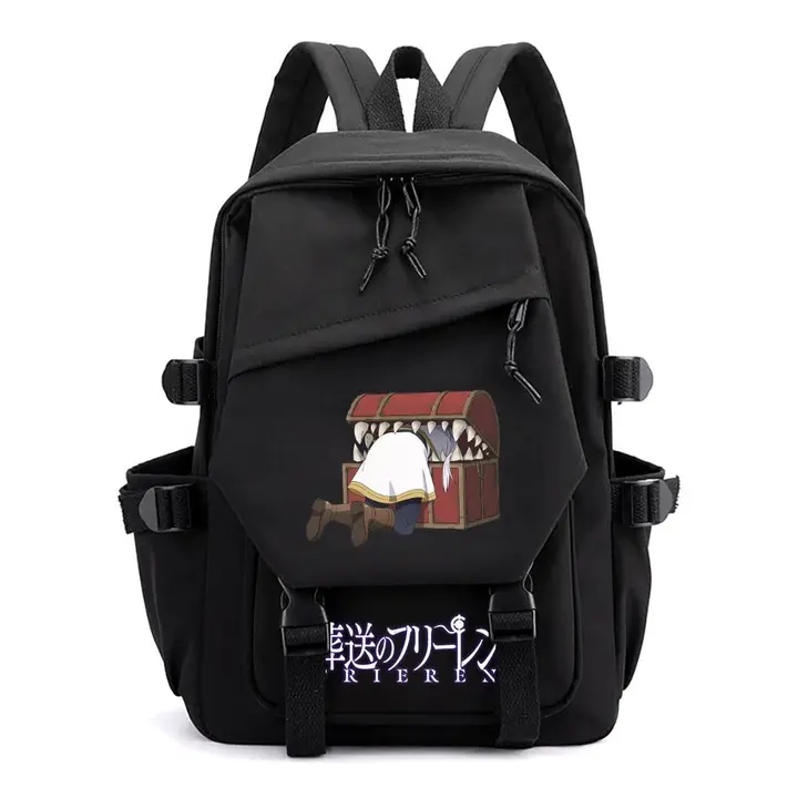 Mochila ligera de Frieren, 42 × 29 cm — diseño 4 en negro (Sageam)