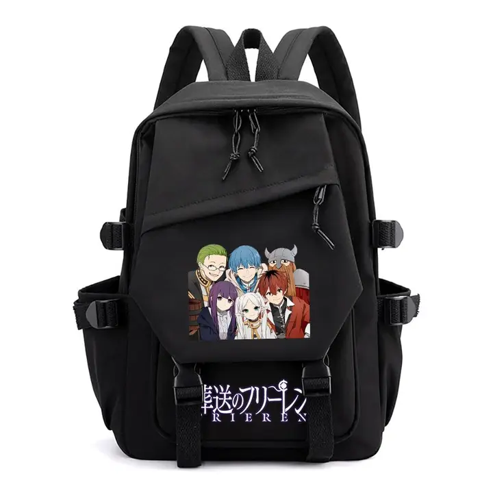 Mochila ligera de Frieren, 42 × 29 cm — diseño 5 en negro (Sageam)