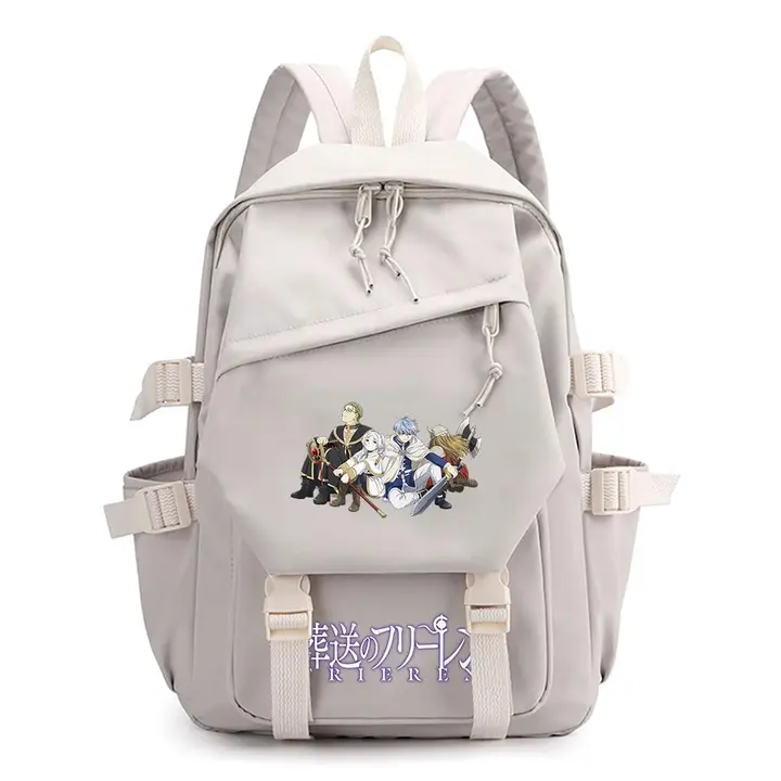 Mochila ligera de Frieren, 42 × 29 cm — diseño 6 en blanco (Sageam)