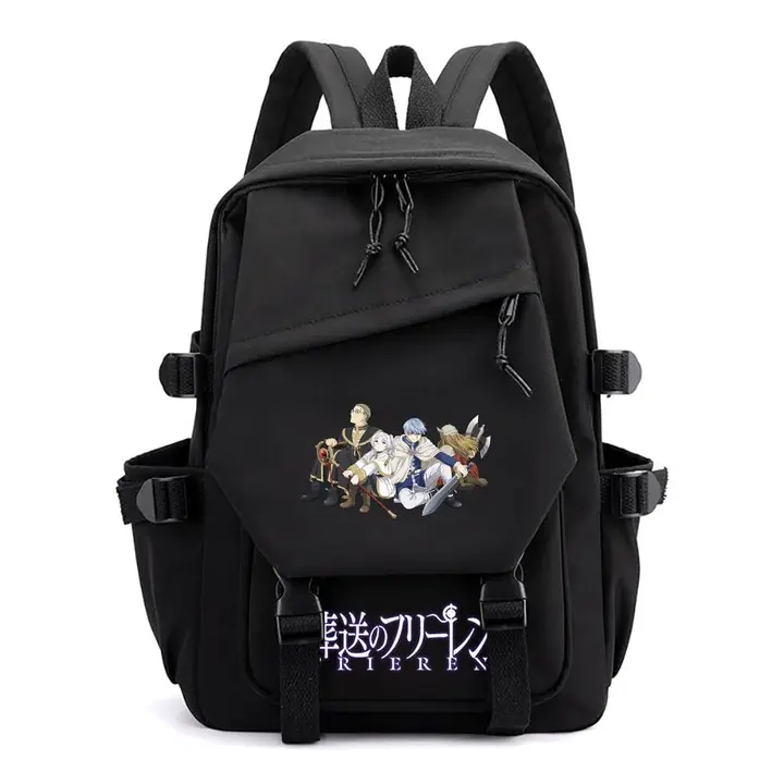 Mochila ligera de Frieren, 42 × 29 cm — diseño 6 en negro (Sageam)