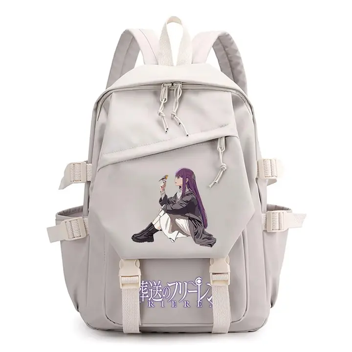 Mochila ligera de Frieren, 42 × 29 cm — diseño 7 en blanco (Sageam)
