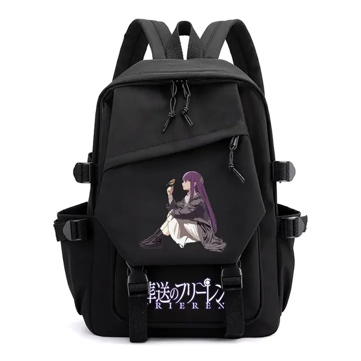 Mochila ligera de Frieren, 42 × 29 cm — diseño 7 en negro (Sageam)