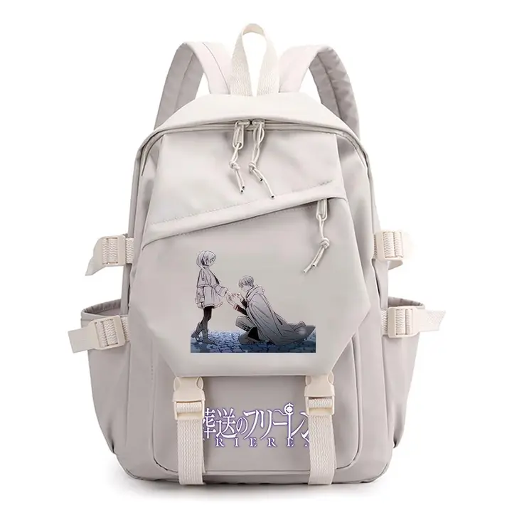 Mochila ligera de Frieren, 42 × 29 cm — diseño 8 en blanco (Sageam)