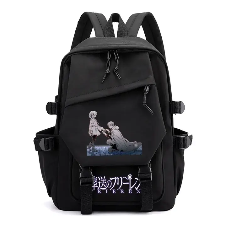 Mochila ligera de Frieren, 42 × 29 cm — diseño 8 en negro (Sageam)