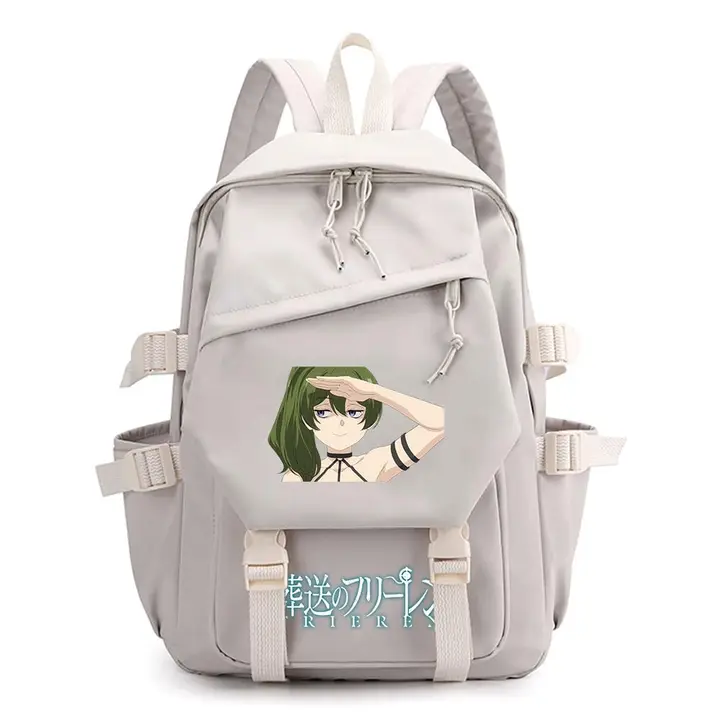 Mochila ligera de Frieren, 42 × 29 cm — diseño 9 en blanco (Sageam)