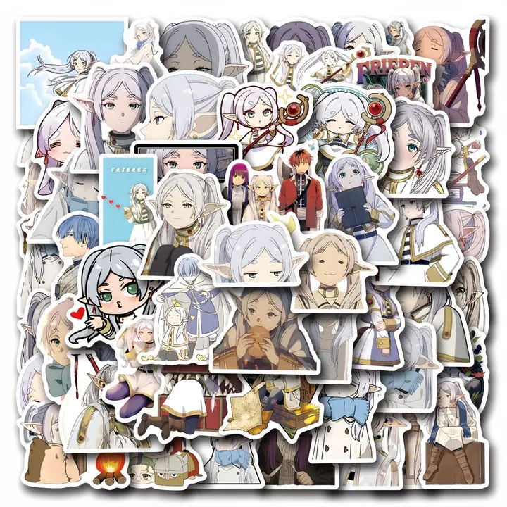 Pack de 55 pegatinas de vinilo de Frieren (sin licencia)