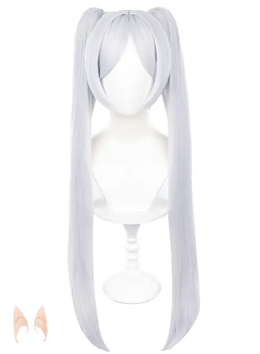 Peluca blanca de Frieren con dos coletas (OSIAS)
