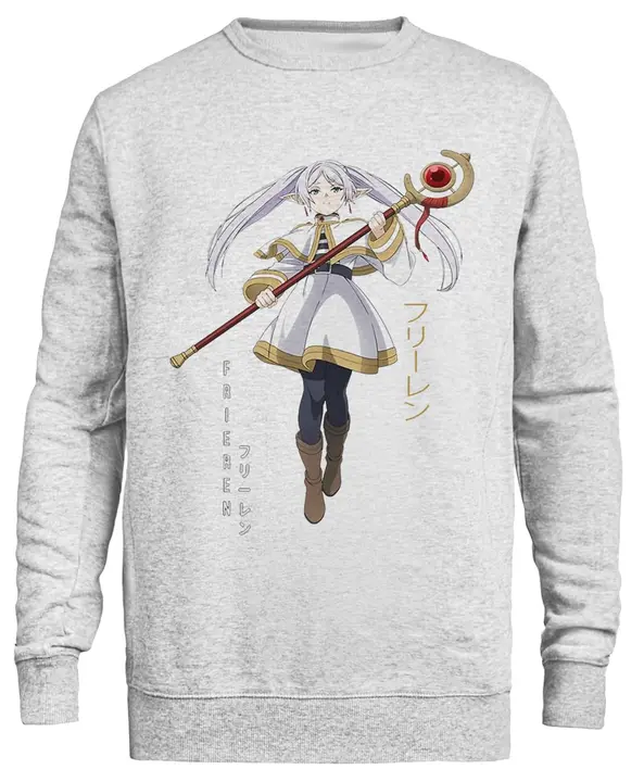Sudadera de cuello redondo gris unisex «Sousou no Frieren» (Kwantees)