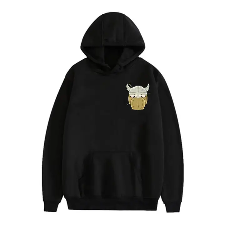 Sudadera negra oversize con capucha y estampado pequeño de Frieren (sin licencia)